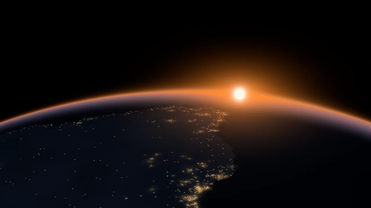 Orange Earth Dawn over City Lights desktop wallpaper in 4K