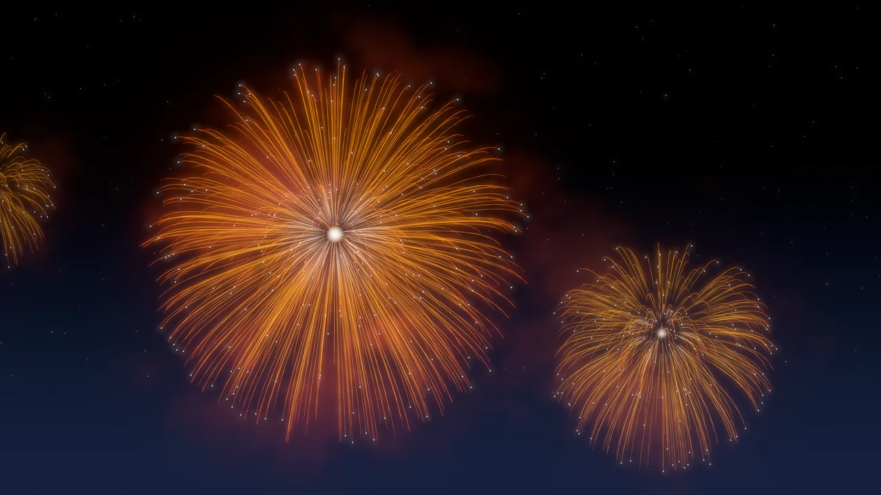 Orange Fireworks desktop wallpaper in 4K