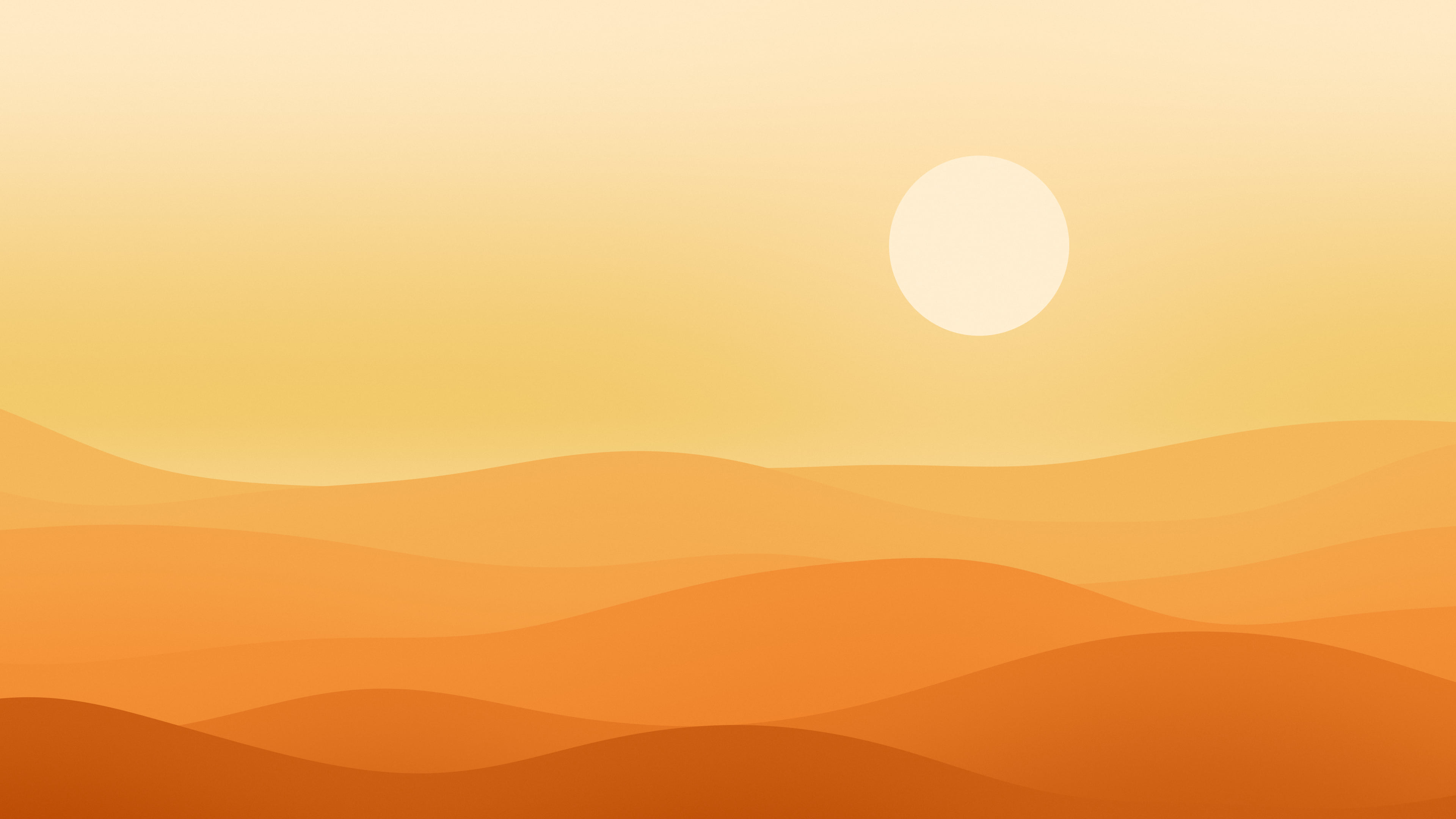 Orange Minimalist Desert Dunes desktop wallpaper in 4K