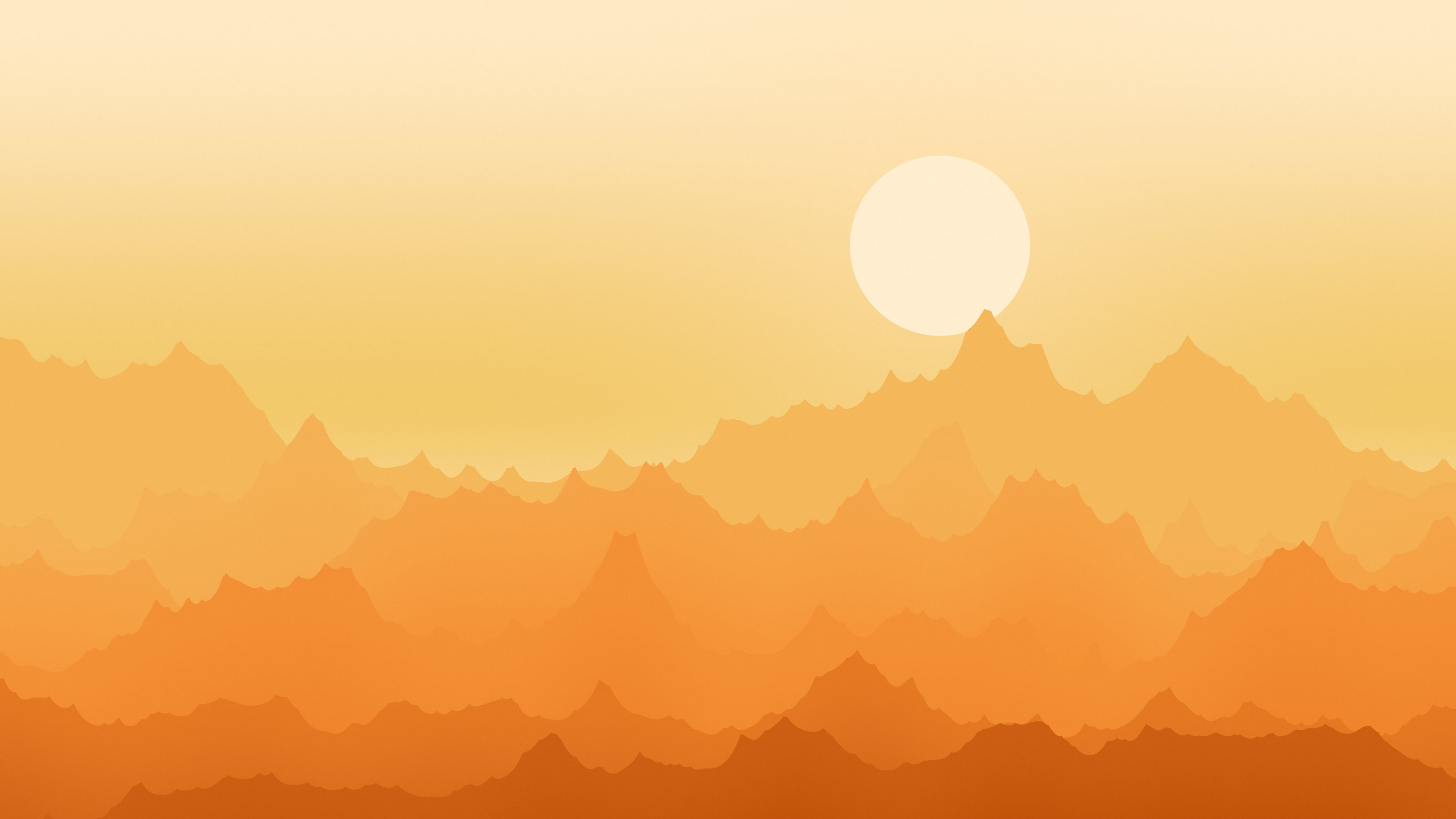 Orange Minimalist Mountain Landscape desktop wallpaper in 4K
