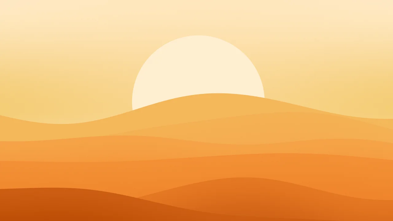 Orange Minimalist Sunset Hills desktop wallpaper in 4K