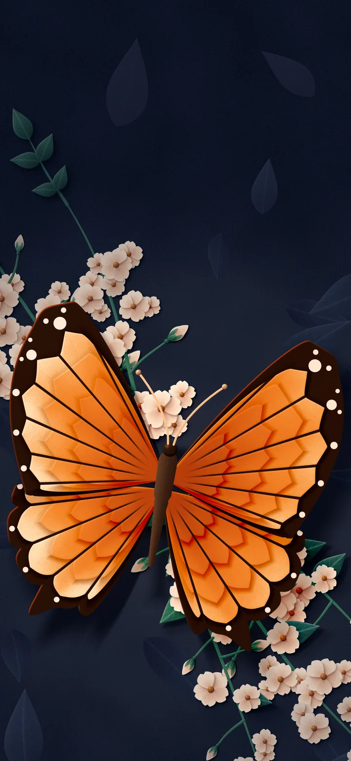 Orange Paper Butterfly wallpaper for iPhone and Android