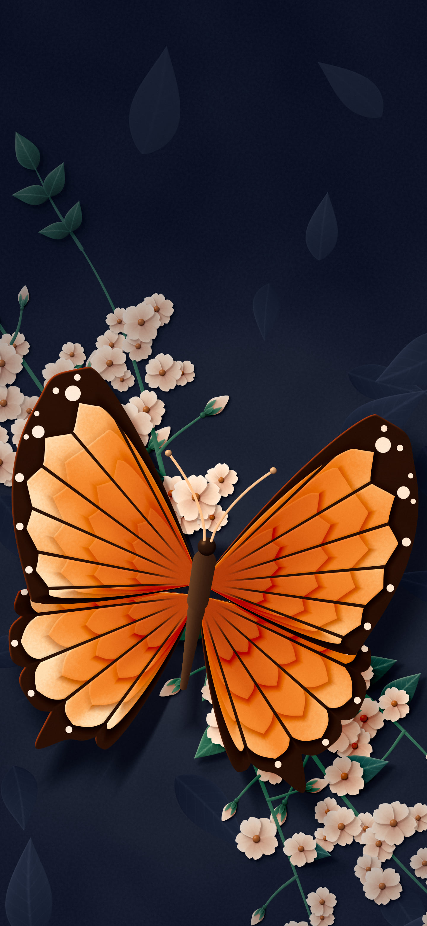 Orange Paper Butterfly wallpaper for iPhone and Android