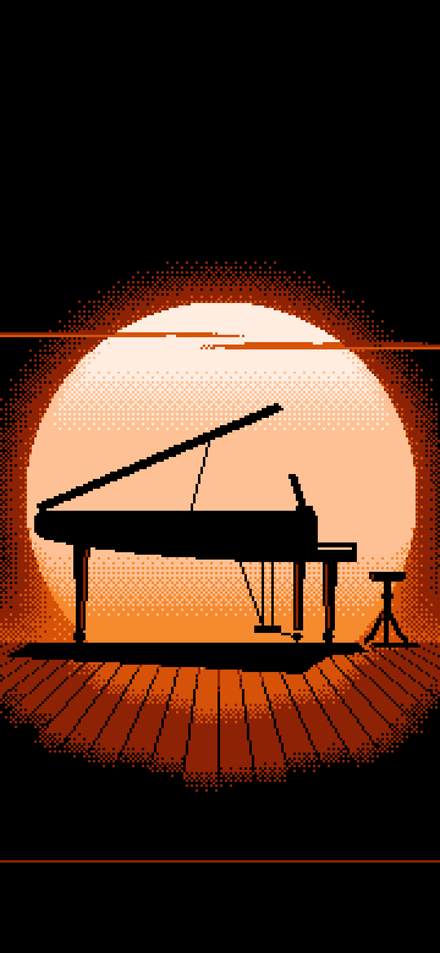 Orange Pixel Art Grand Piano Silhouette wallpaper for iPhone and Android