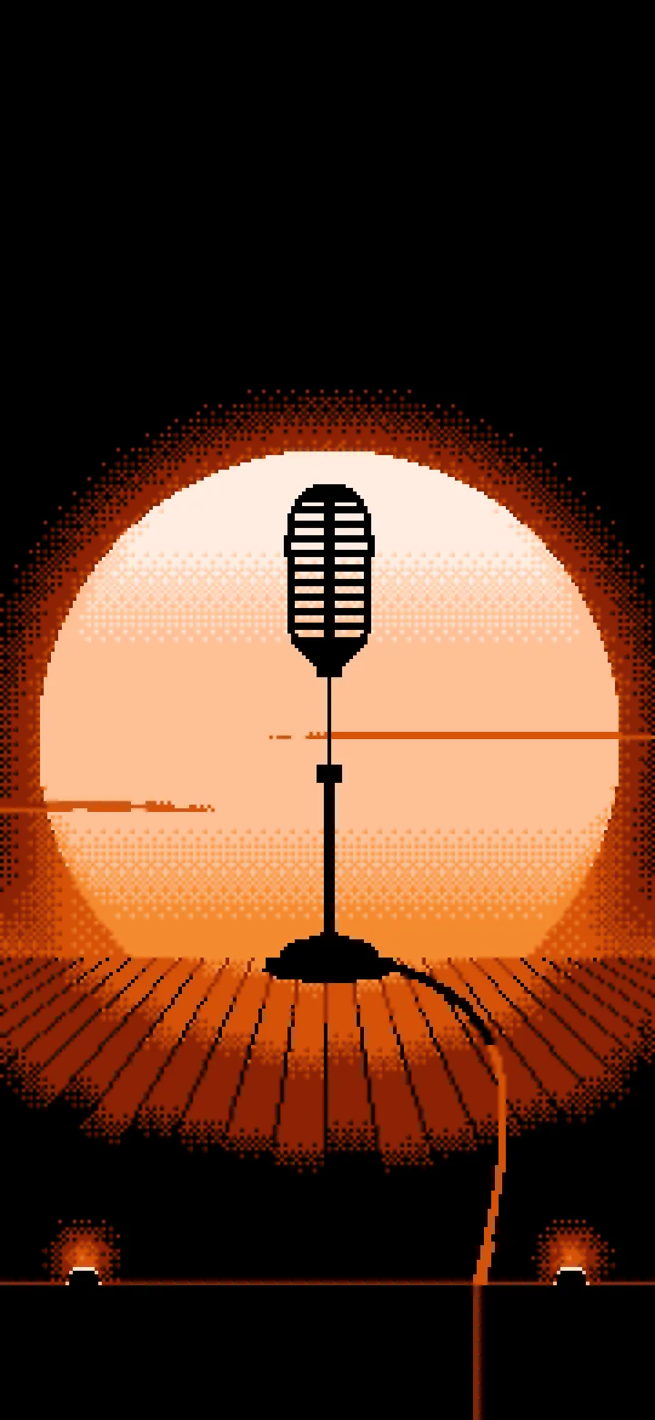 Orange Pixel Art Microphone on a Stand wallpaper for iPhone and Android