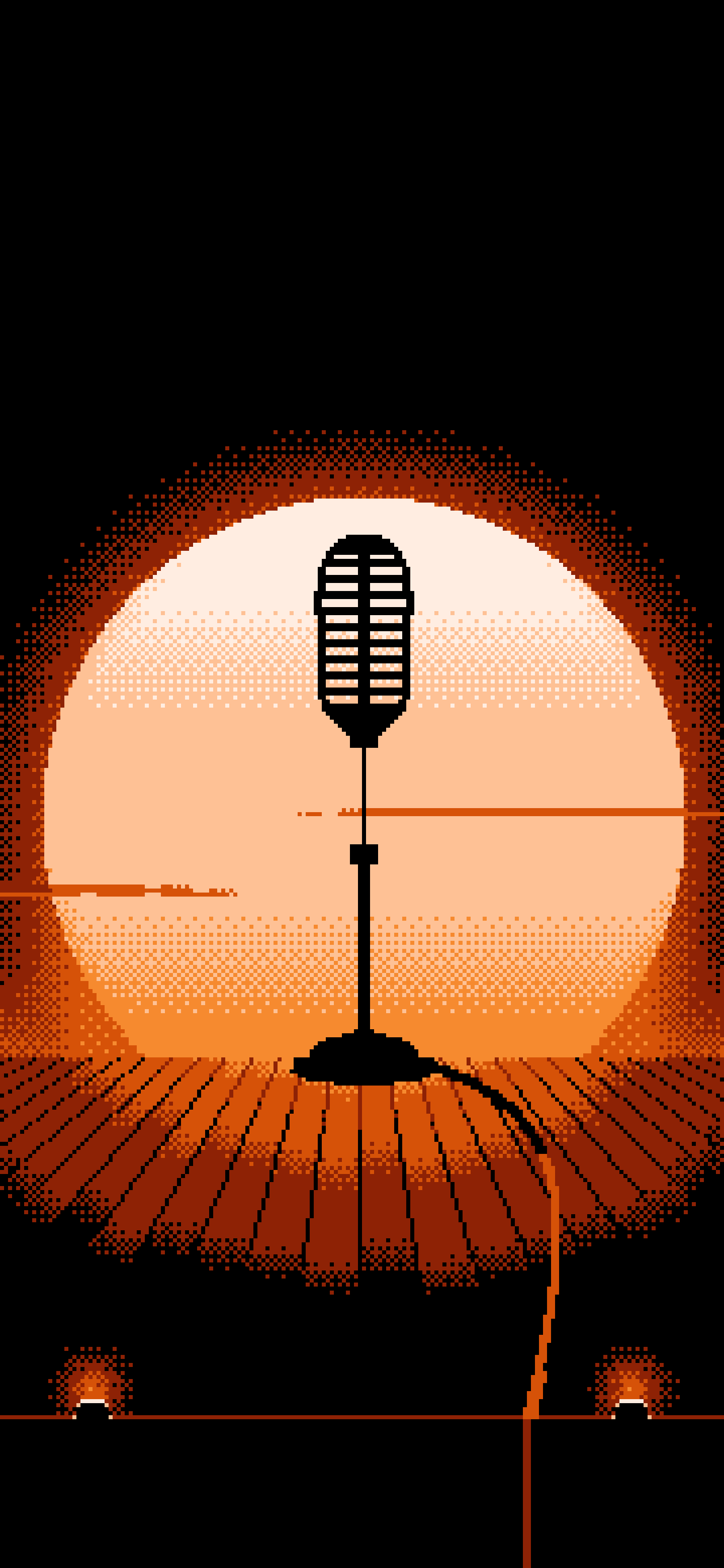 Orange Pixel Art Microphone on a Stand wallpaper for iPhone and Android