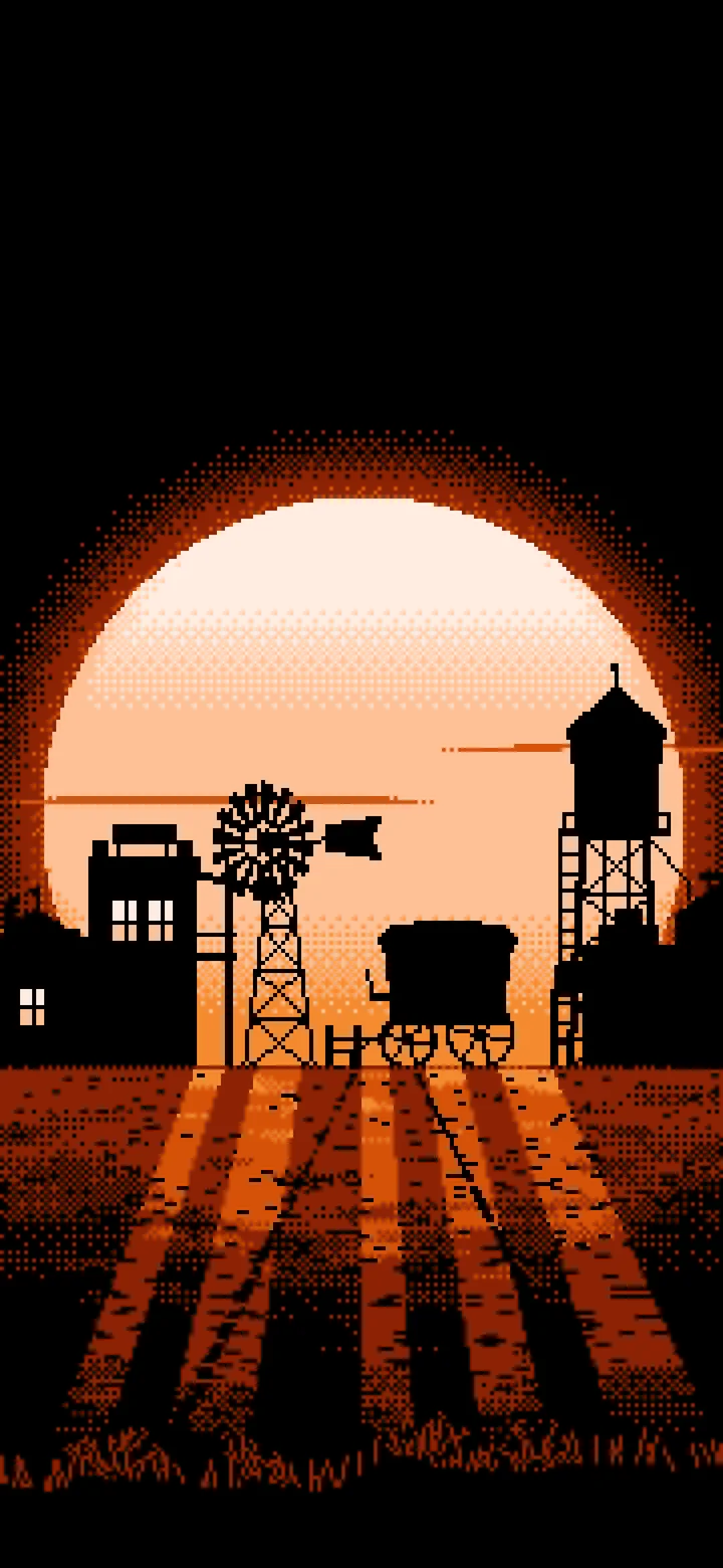 Orange Pixel Art Old West Town wallpaper for iPhone and Android