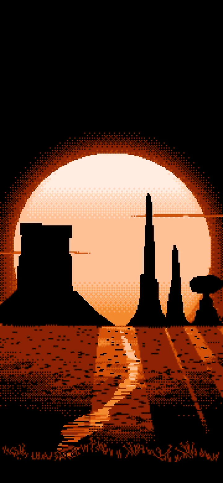 Orange Pixel Art Western Desert Buttes wallpaper for iPhone and Android