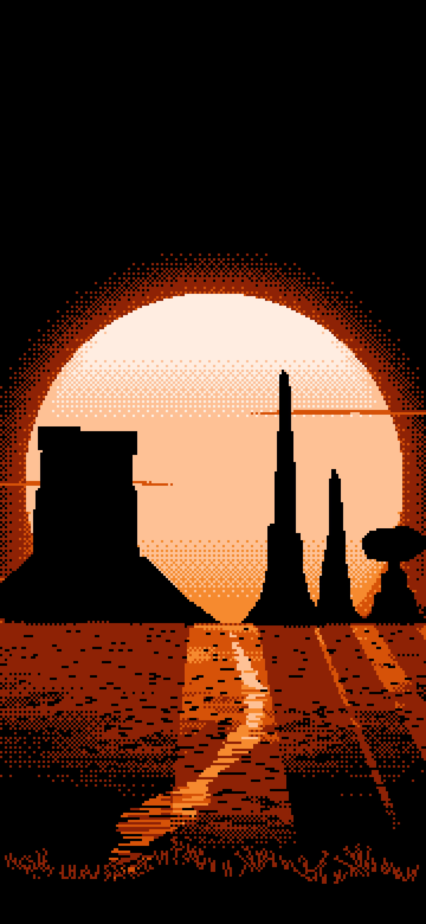 Orange Pixel Art Western Desert Buttes wallpaper for iPhone and Android