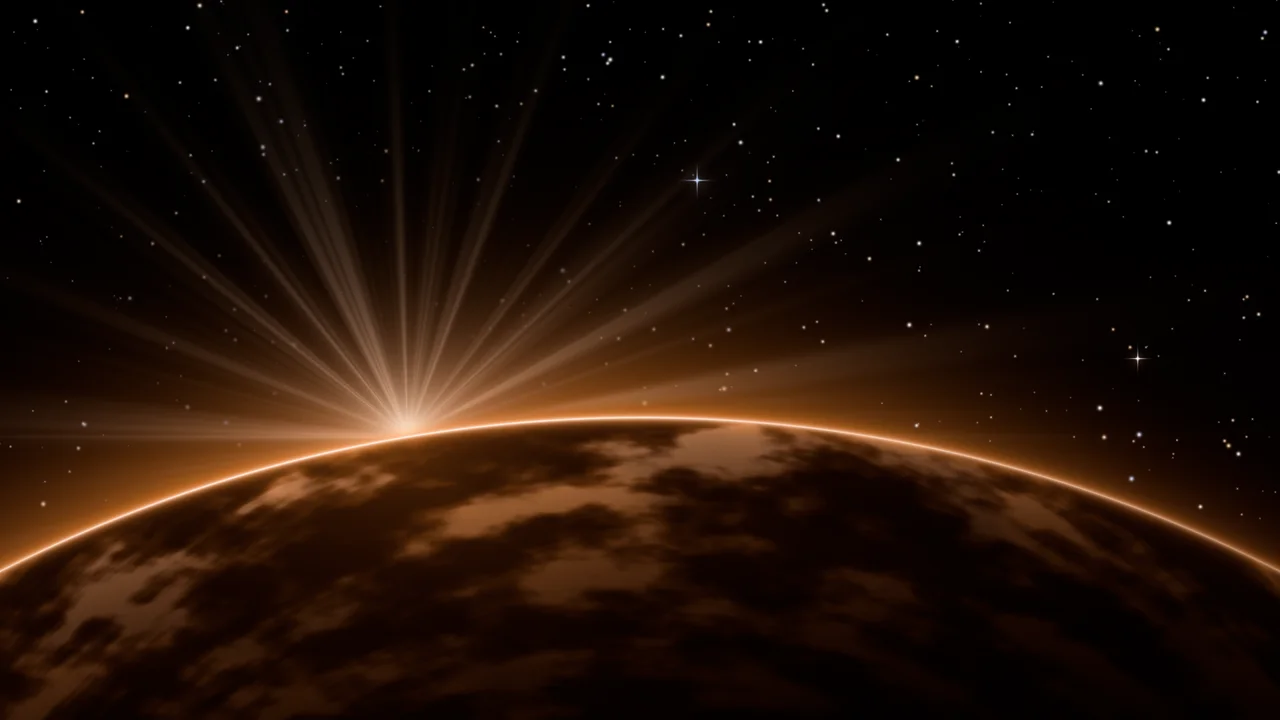 Orange Planet Horizon desktop wallpaper in 4K