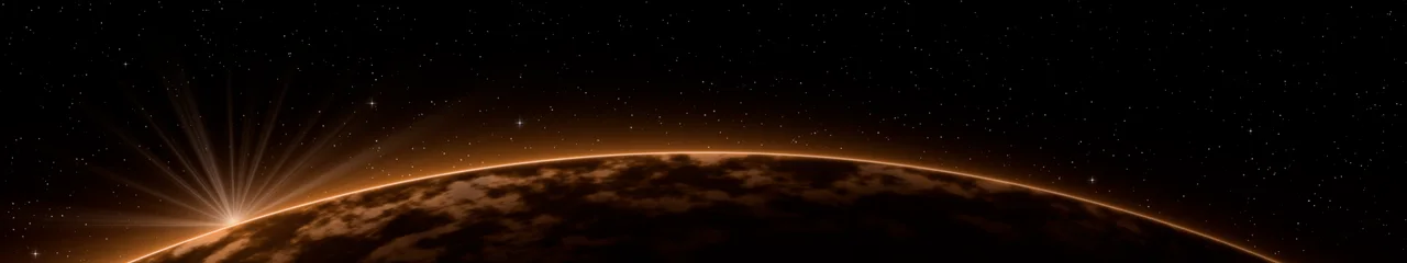 Orange Planet Horizon triple monitor wallpaper, 7680 × 1440