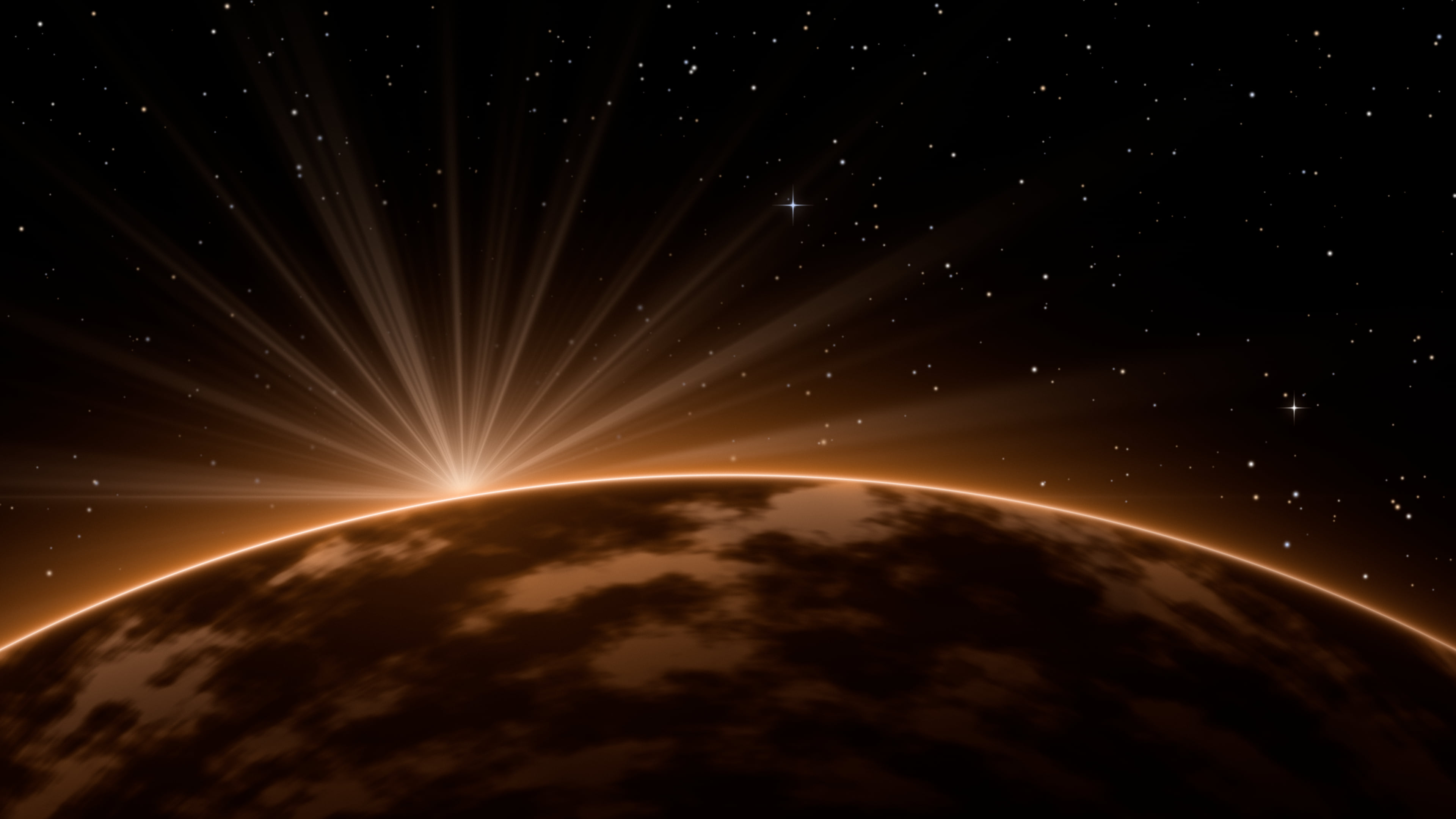 Orange Planet Horizon desktop wallpaper in 4K