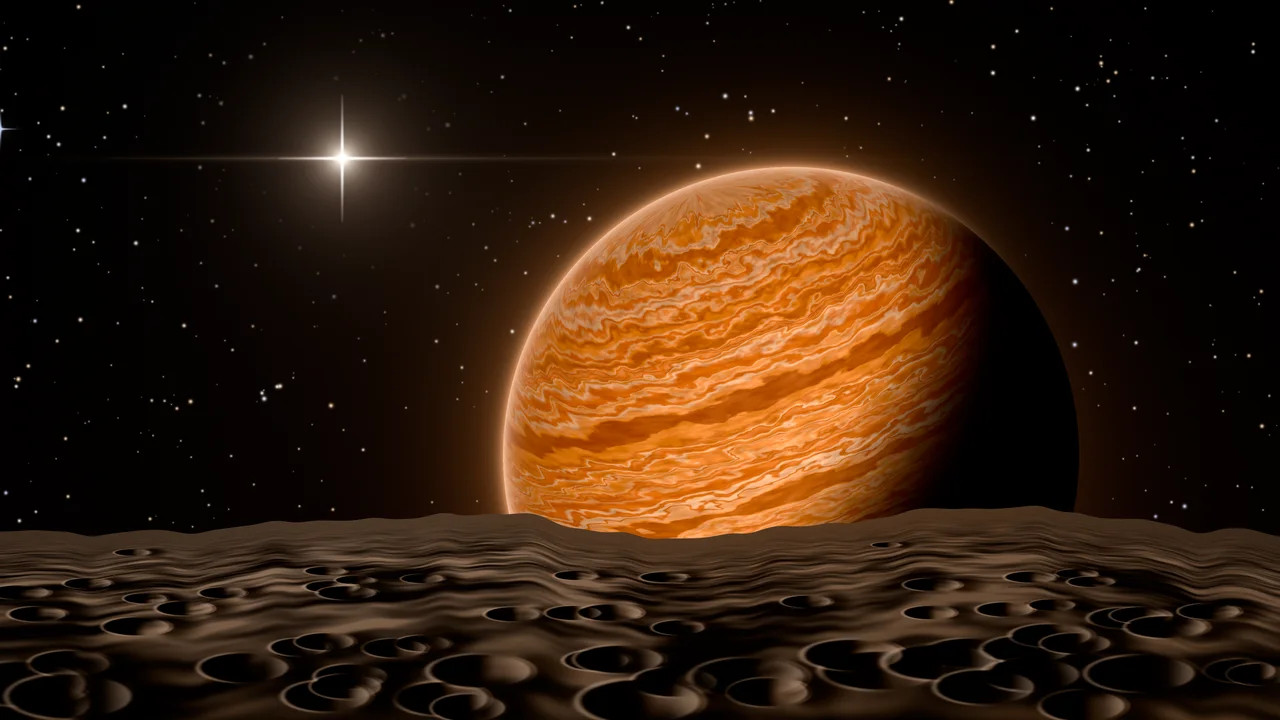 Orange Planet Rise desktop wallpaper in 4K