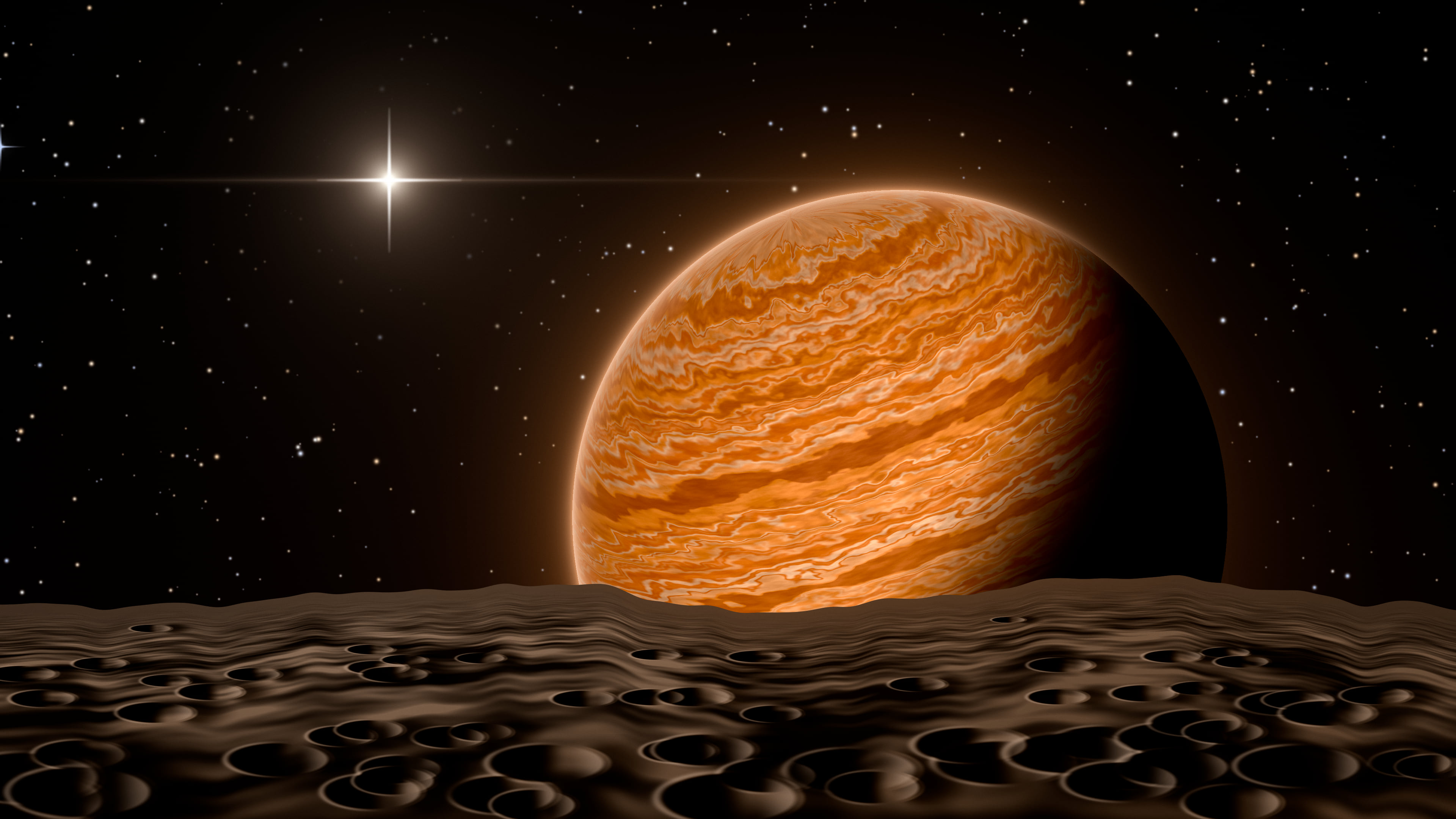 Orange Planet Rise desktop wallpaper in 4K