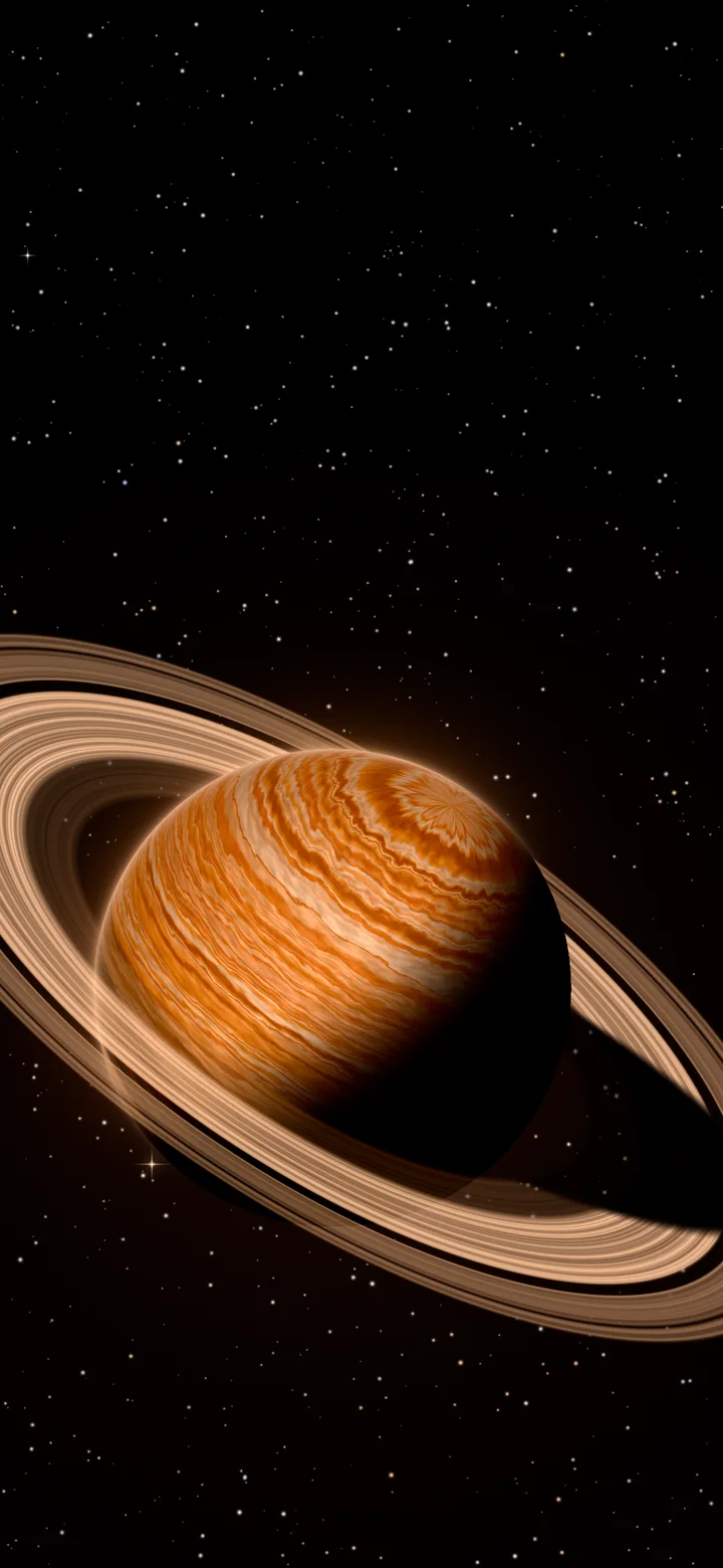 Orange Ringed Saturn wallpaper for iPhone and Android