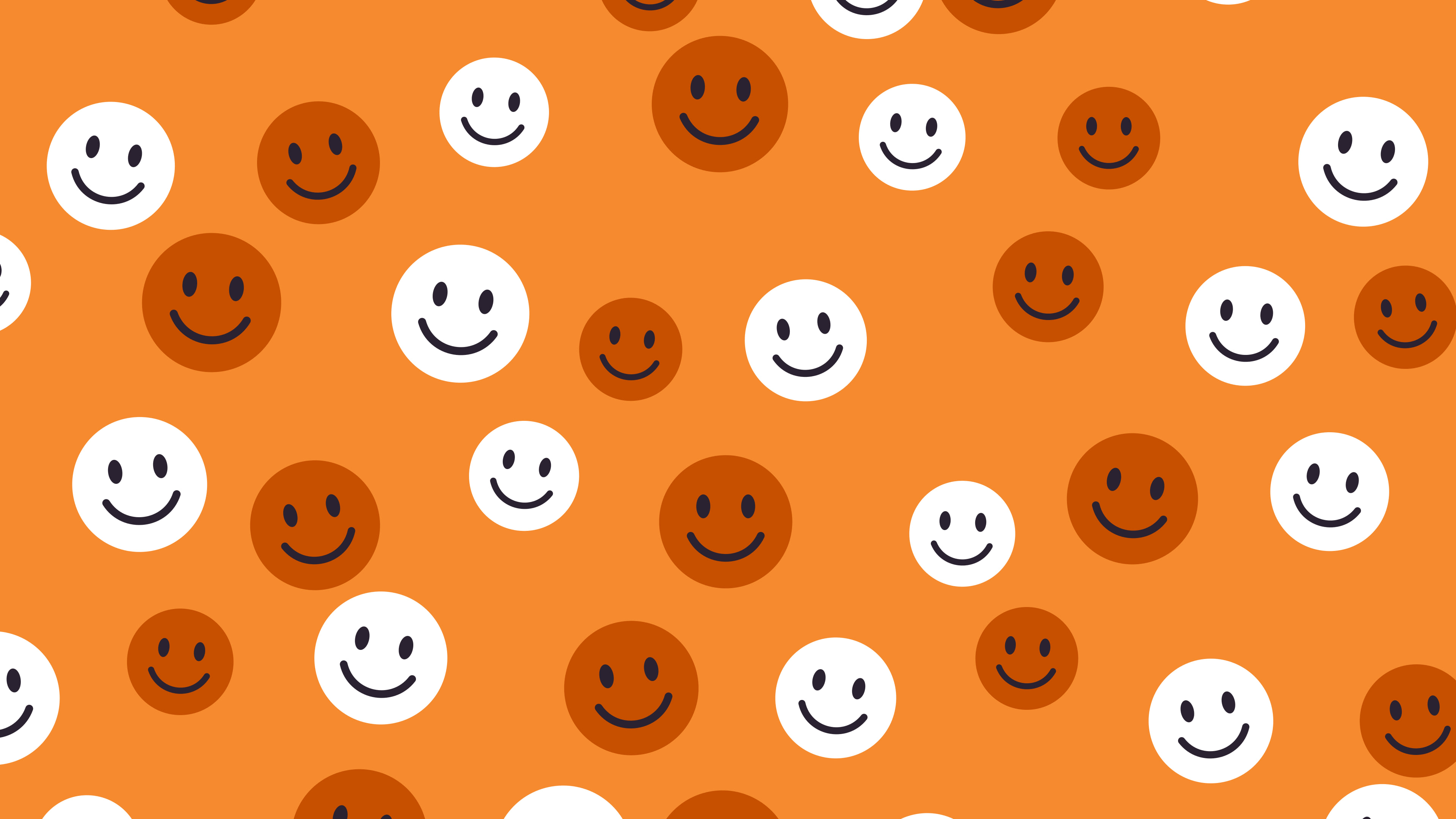 Orange Smiley Face Pattern desktop wallpaper in 4K