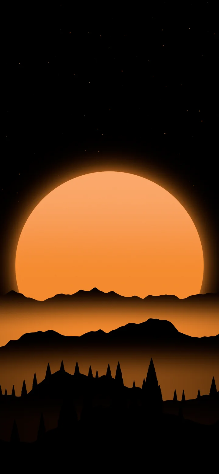 Orange Sun Over Black Mountains wallpaper for iPhone and Android