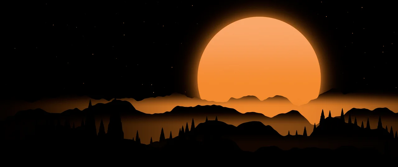 Orange Sun Over Black Mountains ultrawide wallpaper, 3440 × 1440