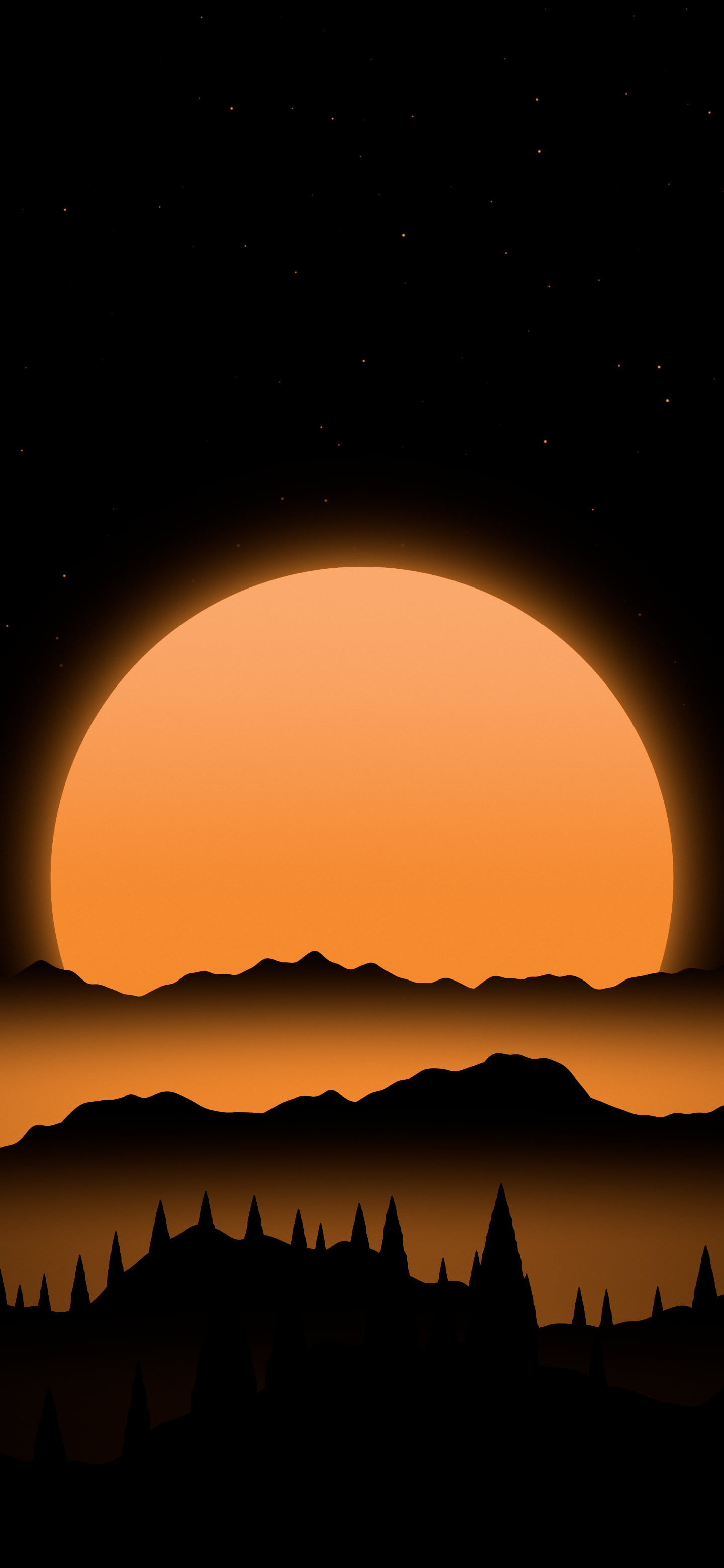 Orange Sun Over Black Mountains wallpaper for iPhone and Android