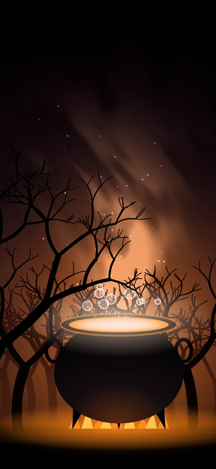 Orange Witch Cauldron wallpaper for iPhone and Android