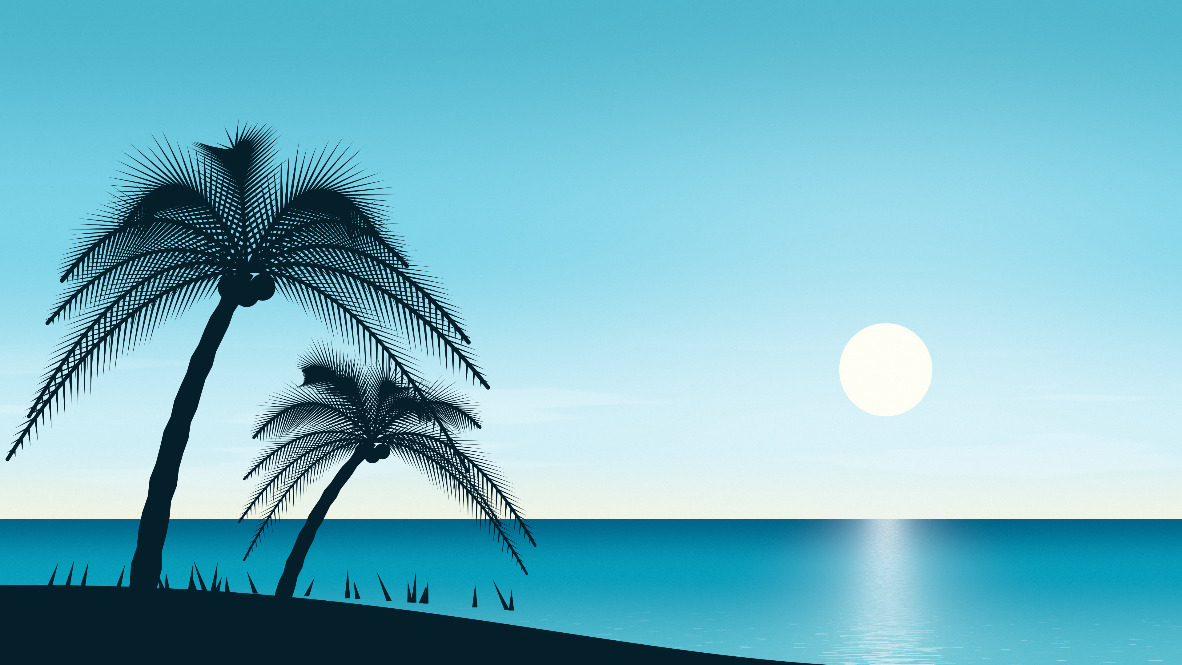 Palm Tree Beach desktop wallpaper in 4K