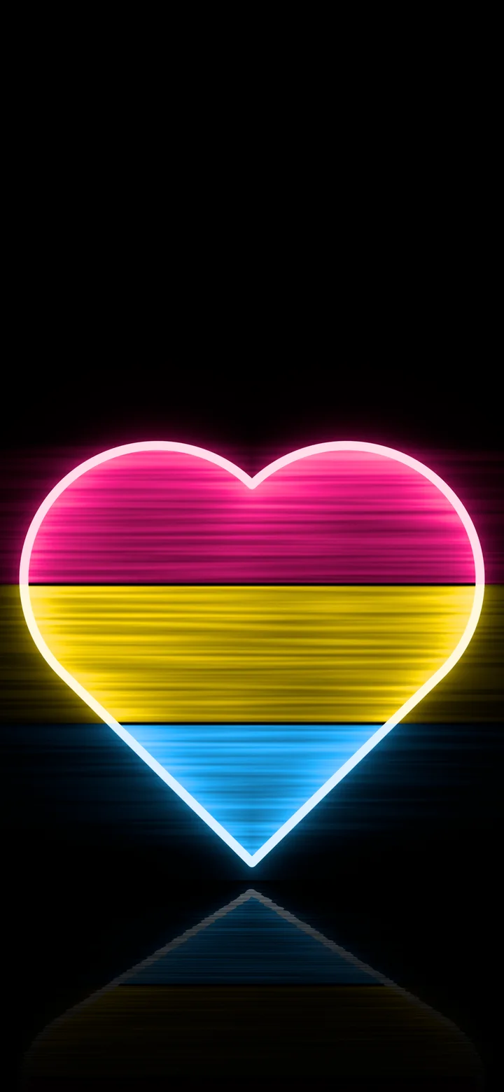 Pansexual Neon Heart Pride Flag wallpaper for iPhone and Android