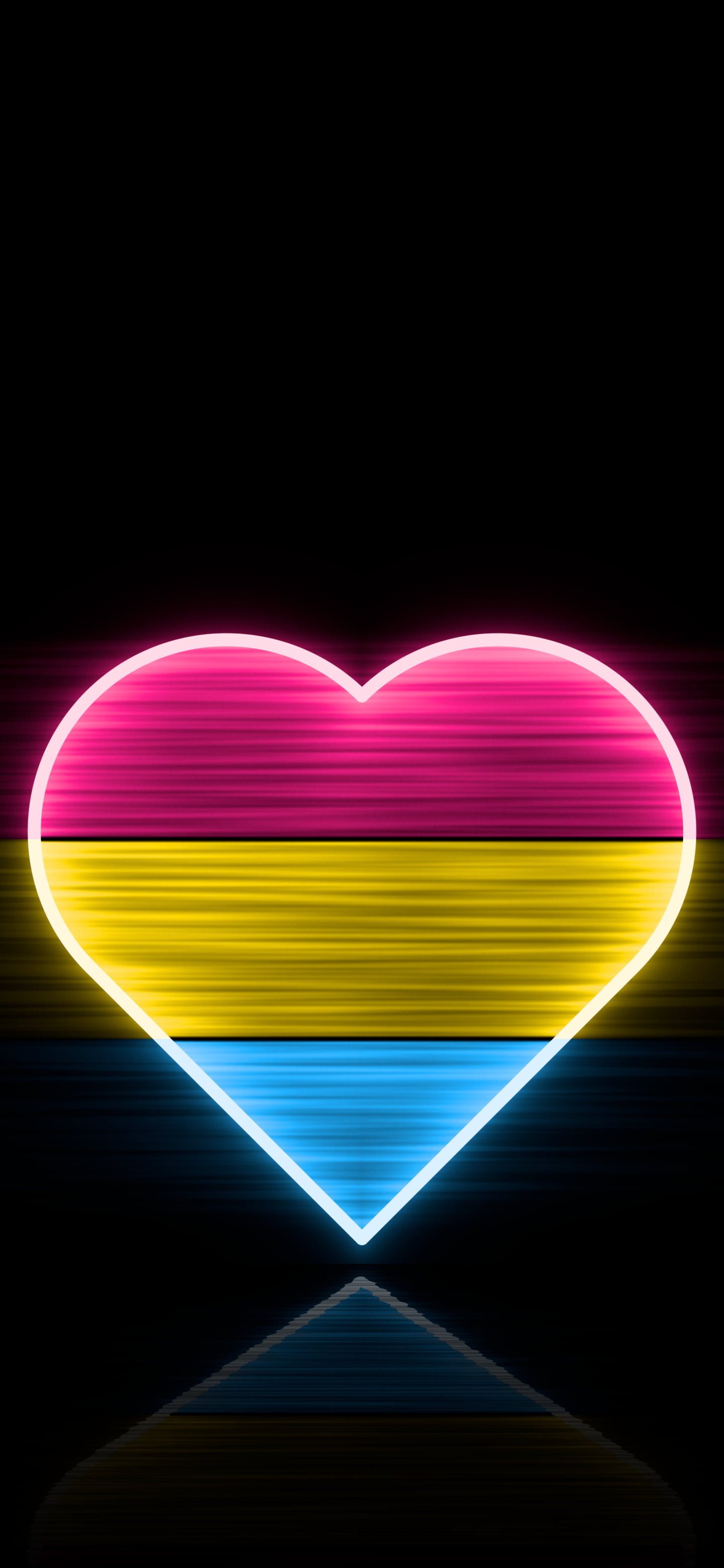 Pansexual Neon Heart Pride Flag wallpaper for iPhone and Android