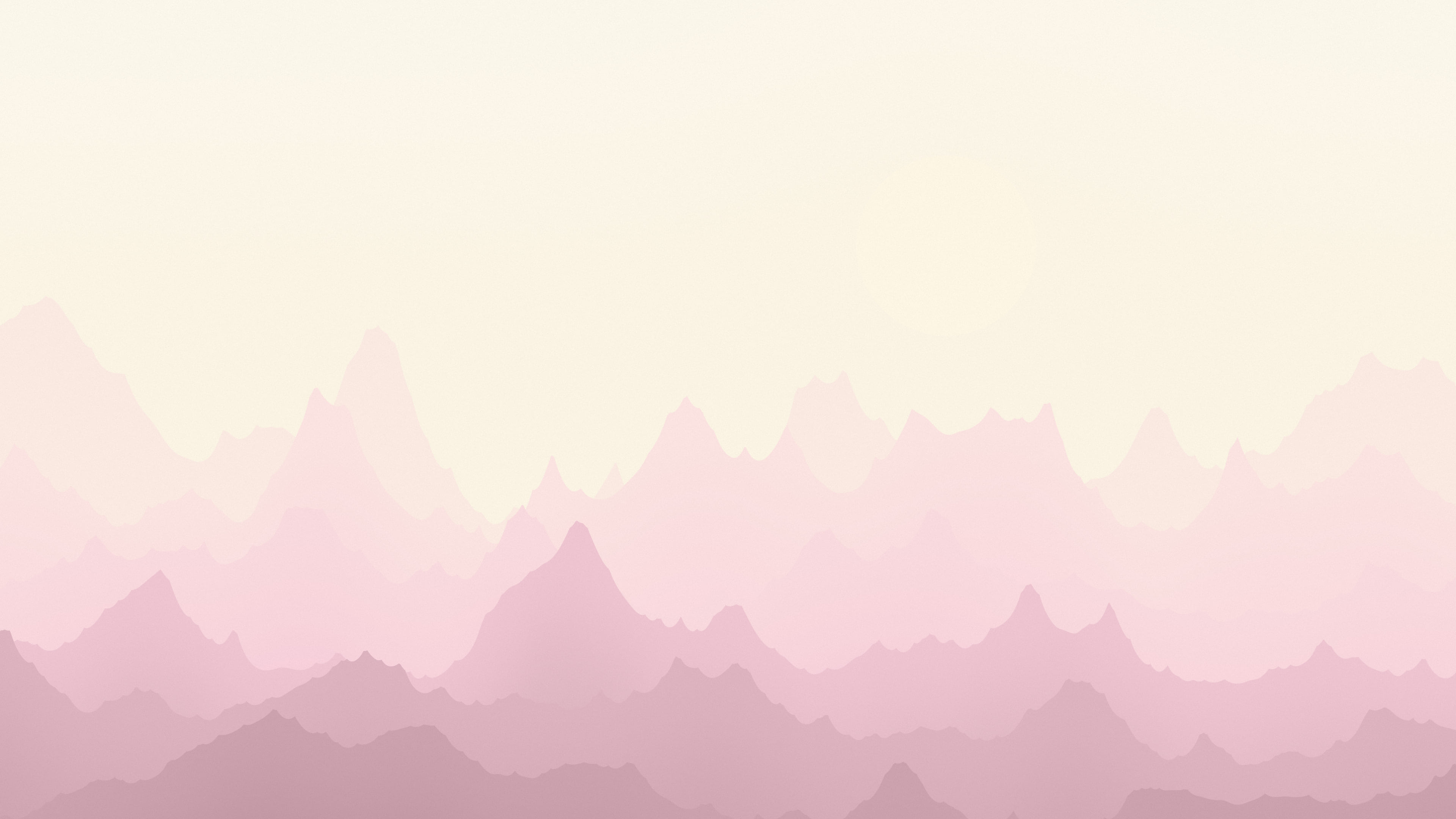 Pastel Pink and Cream Minimalist Mountain Landscape desktop wallpaper in 4K