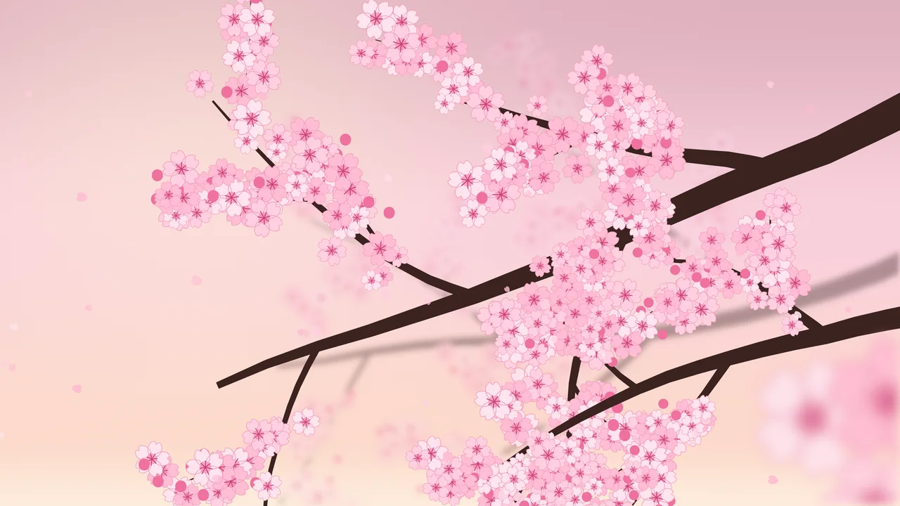 Pastel Pink Cherry Blossom Branch desktop wallpaper in 4K