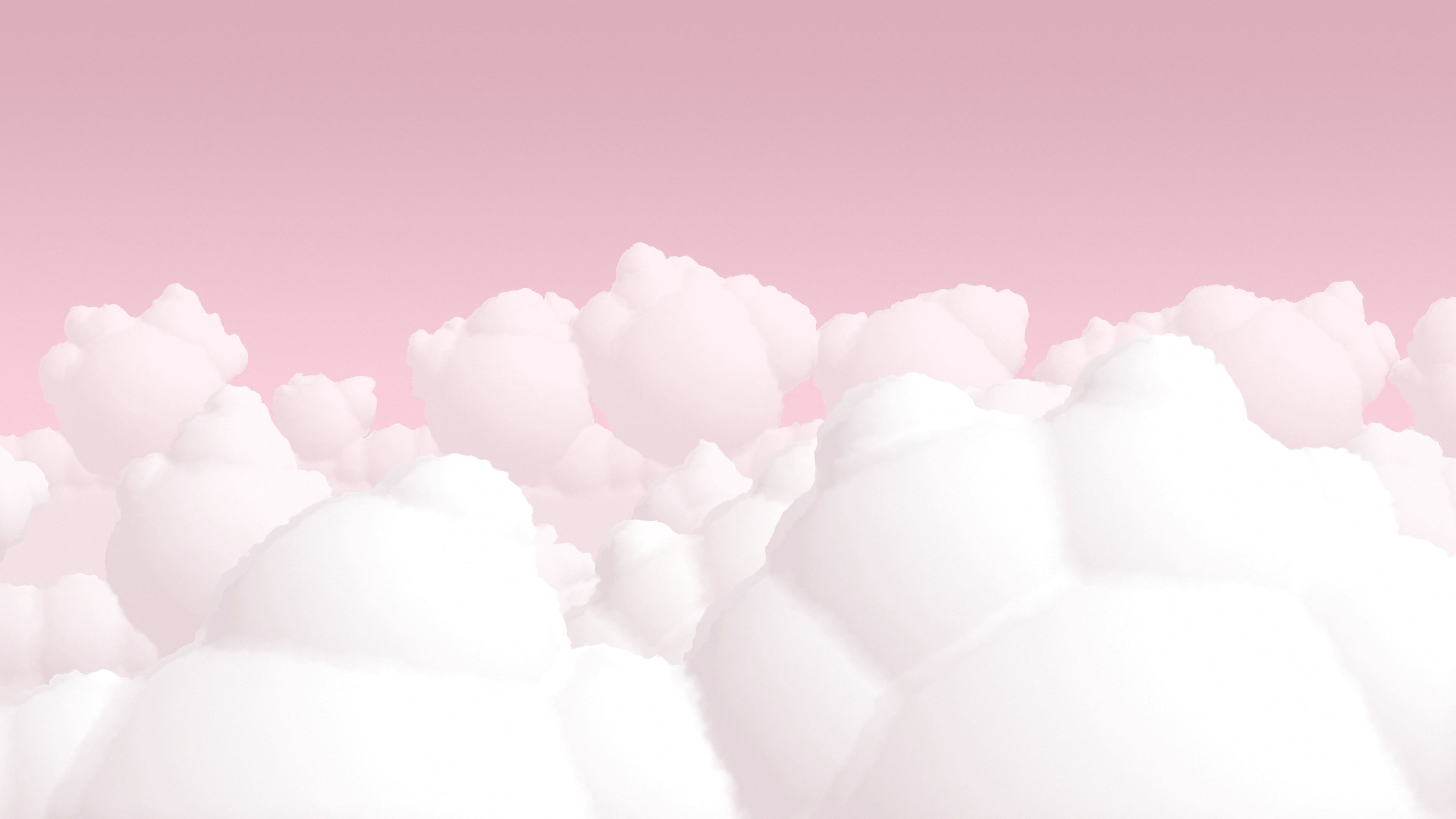 Pastel Pink Fluffy Clouds desktop wallpaper in 4K