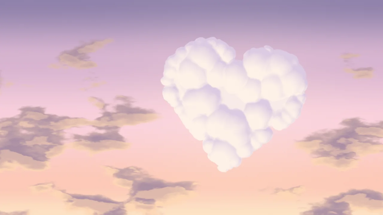 Pastel Pink Heart Cloud Sky desktop wallpaper in 4K