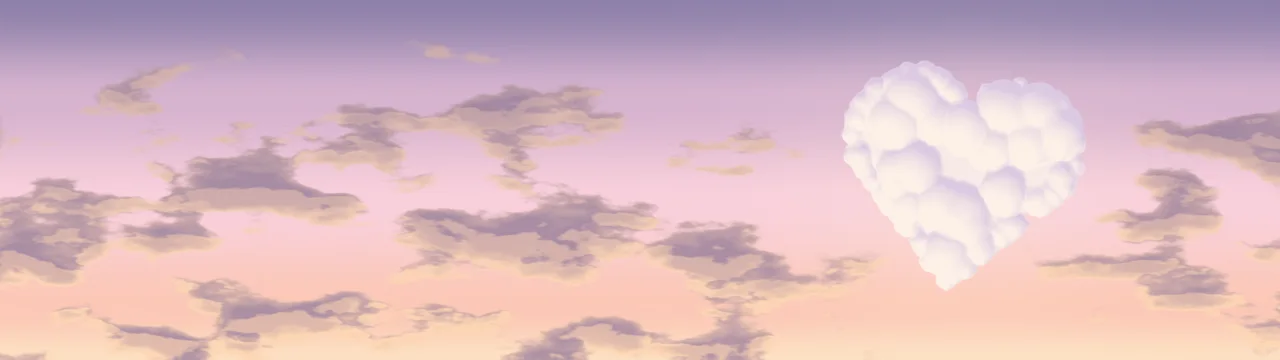 Pastel Pink Heart Cloud Sky dual monitor wallpaper, 7680 × 2160