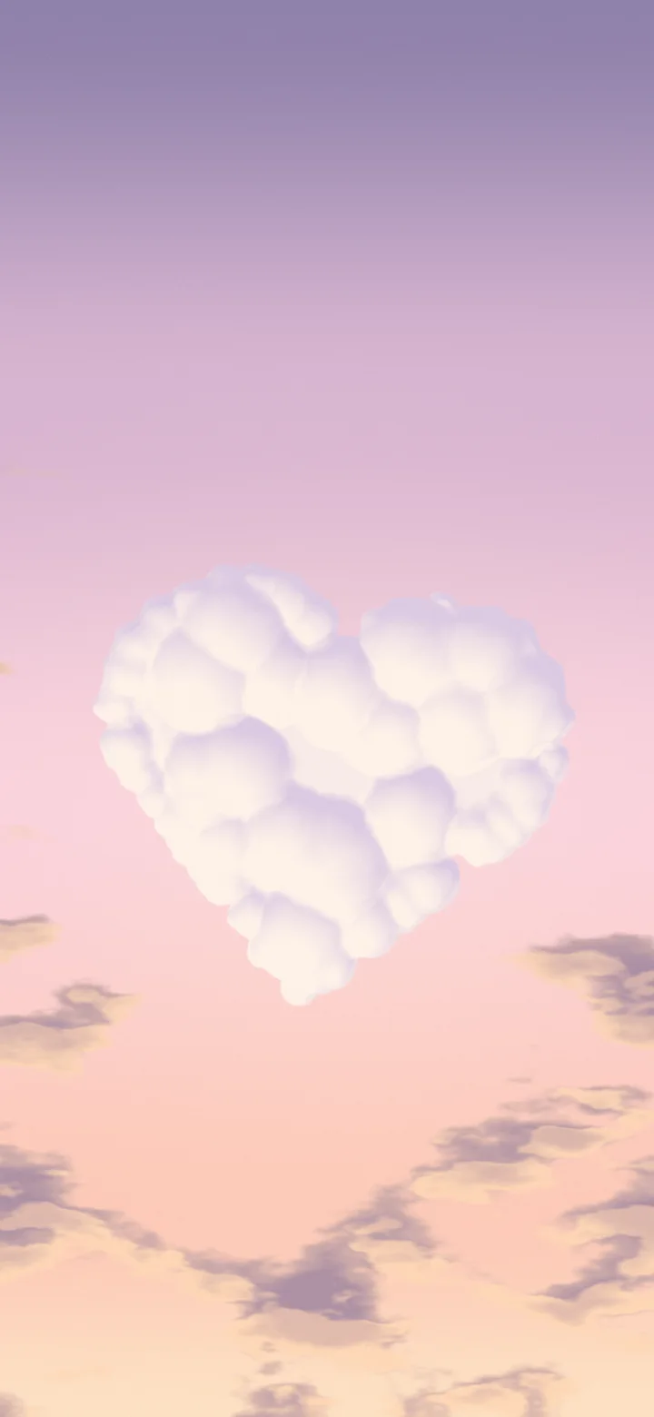Pastel Pink Heart Cloud Sky wallpaper for iPhone and Android