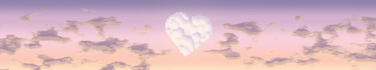 Pastel Pink Heart Cloud Sky triple monitor wallpaper, 7680 × 1440