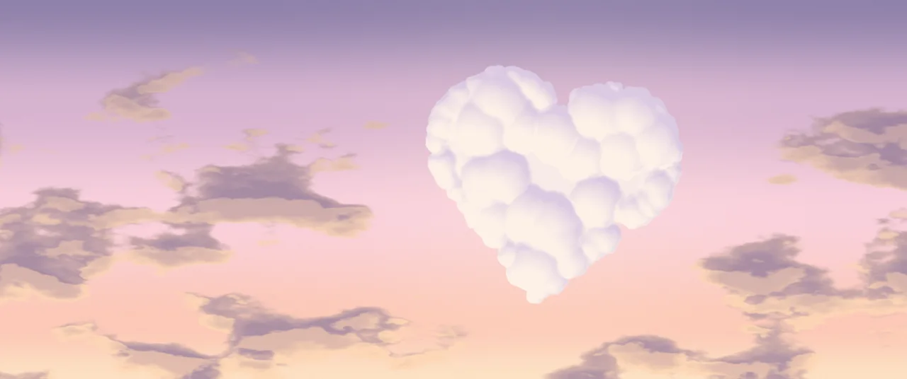 Pastel Pink Heart Cloud Sky ultrawide wallpaper, 3440 × 1440