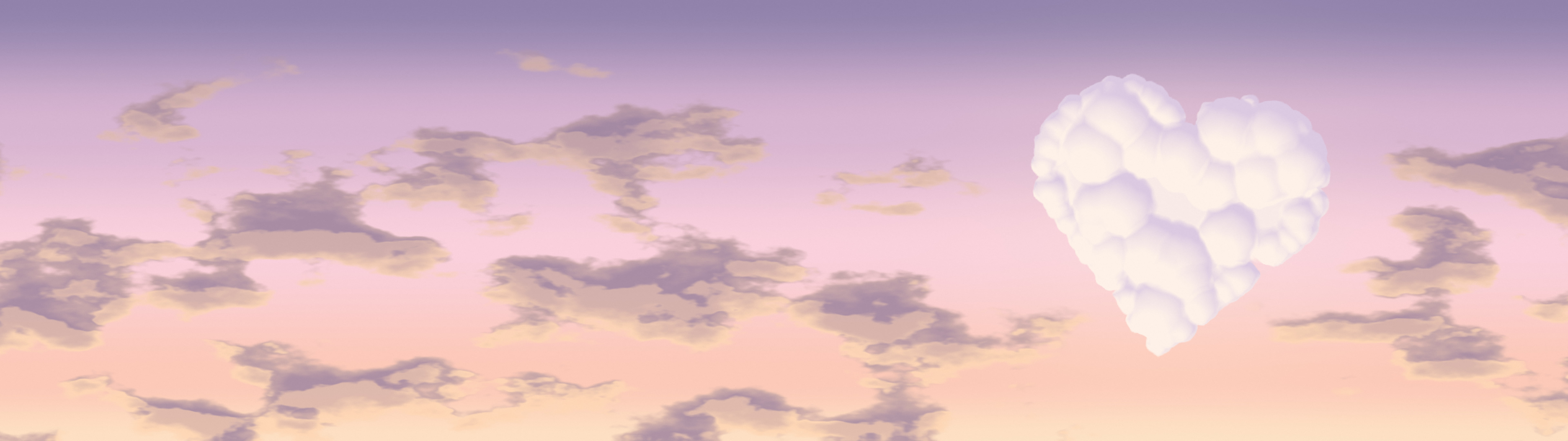 Pastel Pink Heart Cloud Sky dual monitor wallpaper, 7680 × 2160