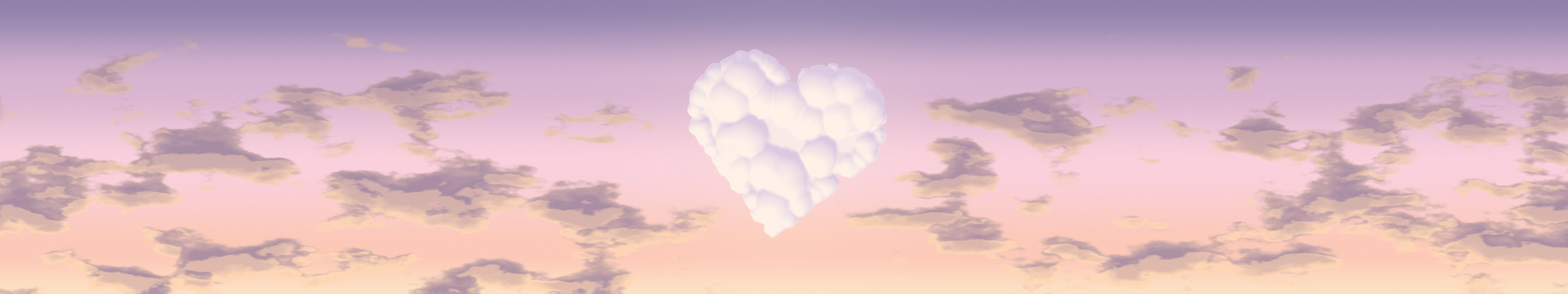 Pastel Pink Heart Cloud Sky triple monitor wallpaper, 7680 × 1440