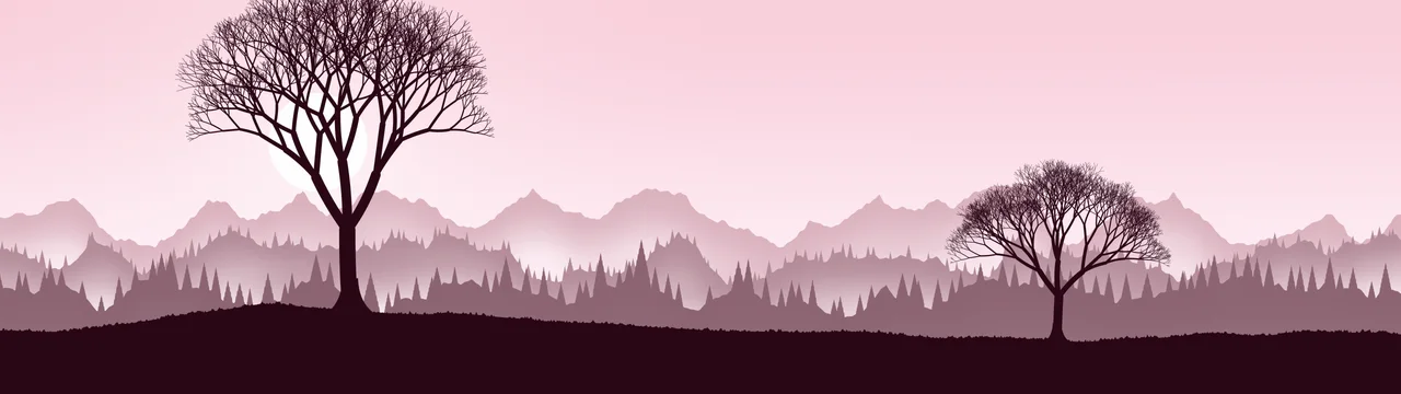 Pastel Pink Lone Tree in Fog dual monitor wallpaper, 7680 × 2160