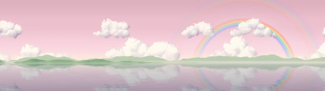 Pastel Pink Rainbow Sky dual monitor wallpaper, 7680 × 2160