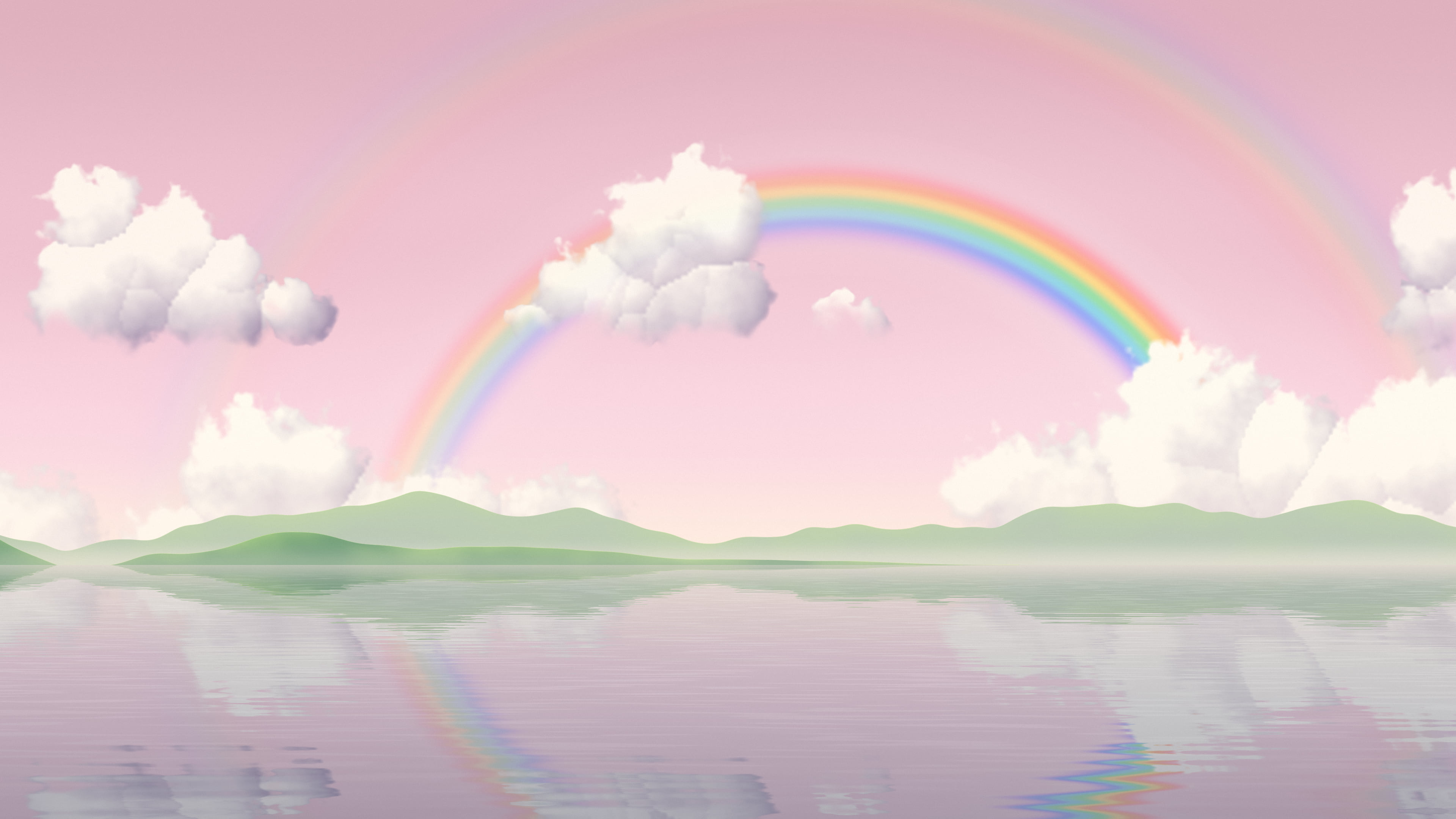 Pastel Pink Rainbow Sky desktop wallpaper in 4K