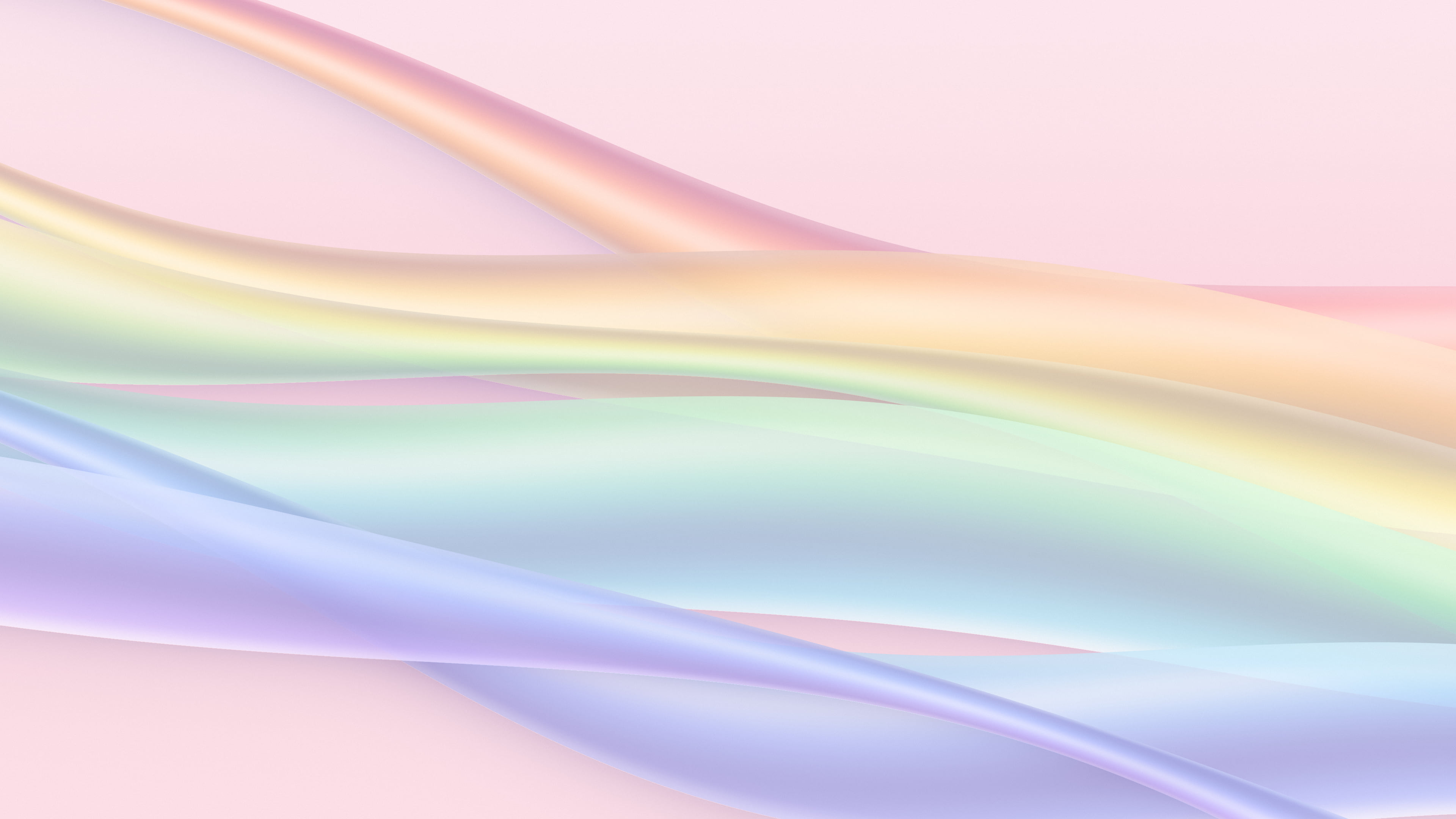 Pastel Pink Rainbow Waves desktop wallpaper in 4K