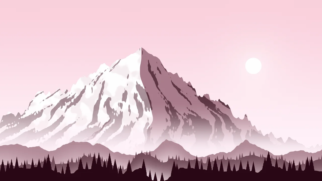 Pastel Pink Snowy Mountain Peak desktop wallpaper in 4K