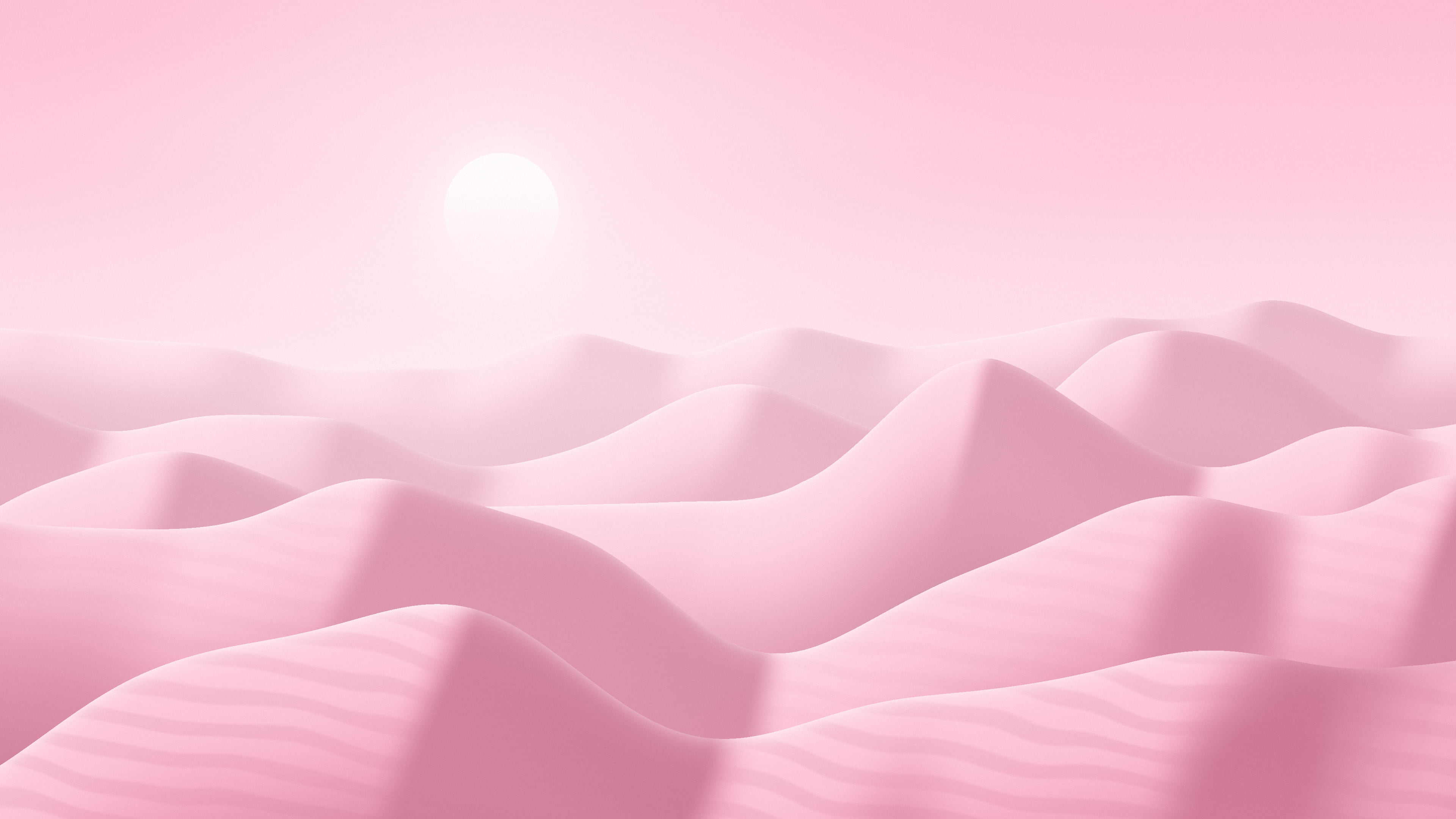 Pastel Pink Sunlit Sand Dunes desktop wallpaper in 4K