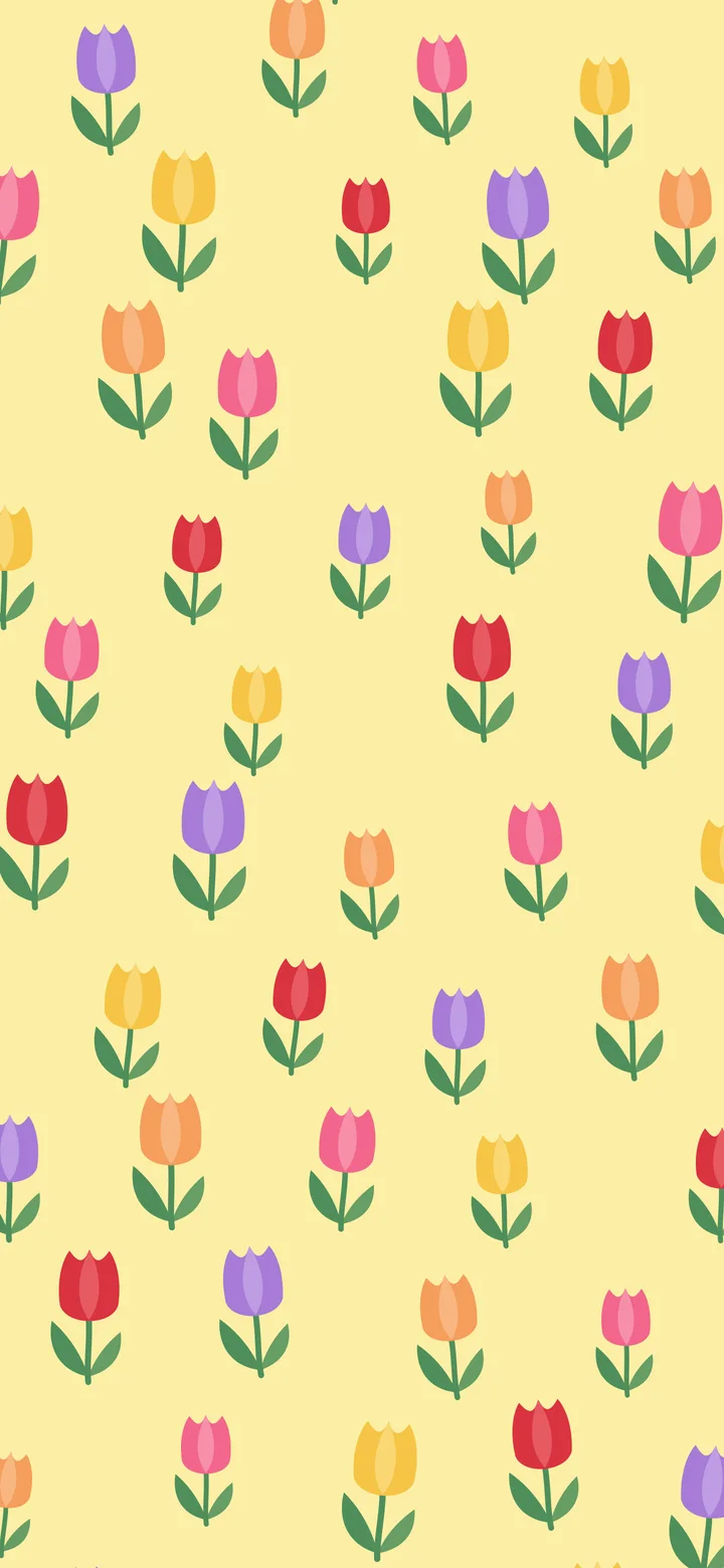 Pastel Yellow Tulip Pattern wallpaper for iPhone and Android