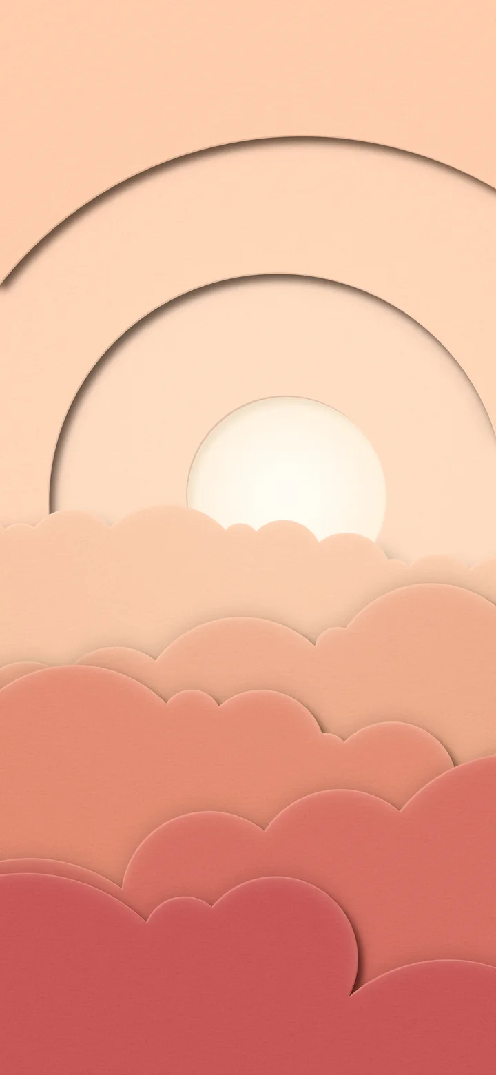 Peach 3D Paper Cut Clouds wallpaper for iPhone and Android