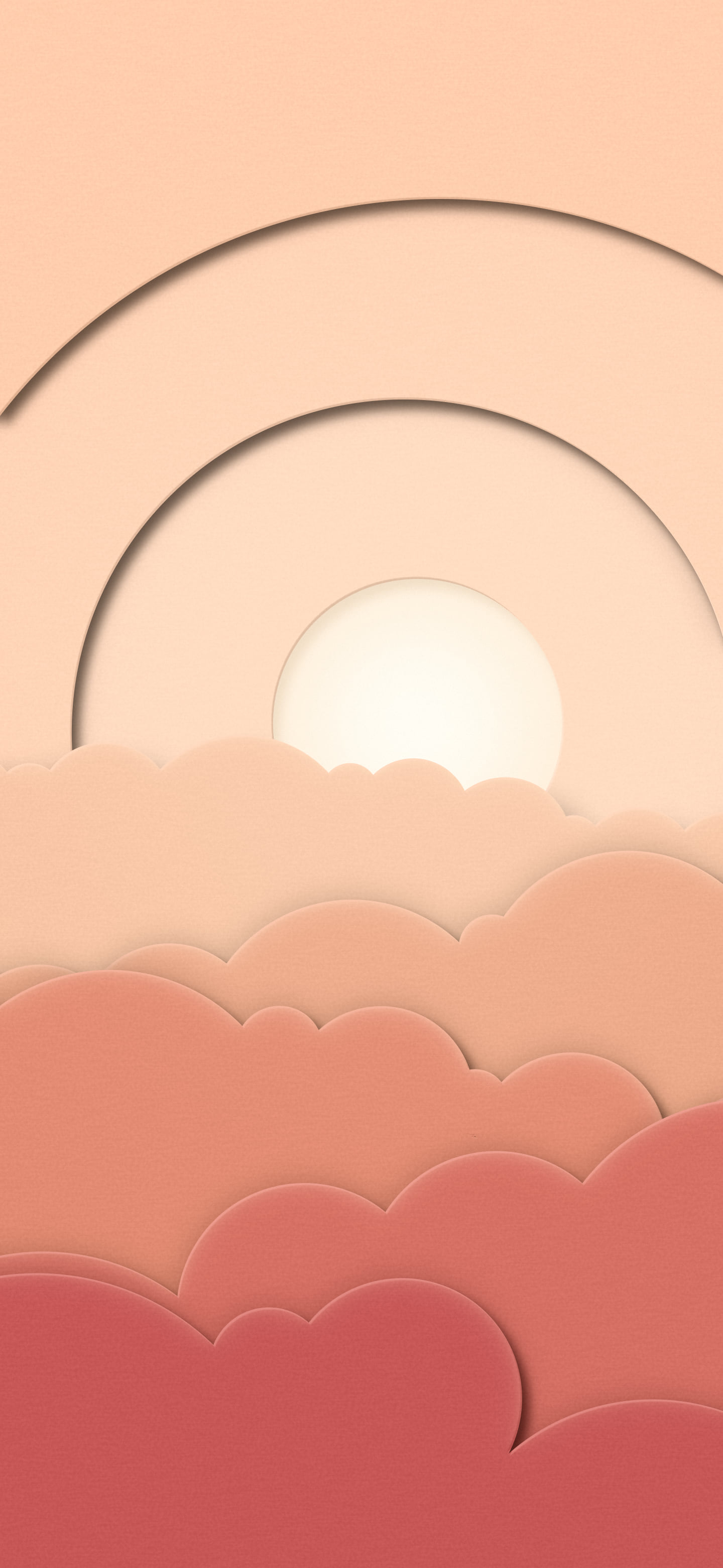 Peach 3D Paper Cut Clouds wallpaper for iPhone and Android