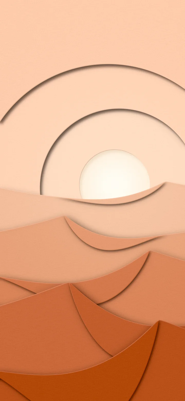 Peach 3D Paper Cut Desert Dunes at Sunset wallpaper for iPhone and Android