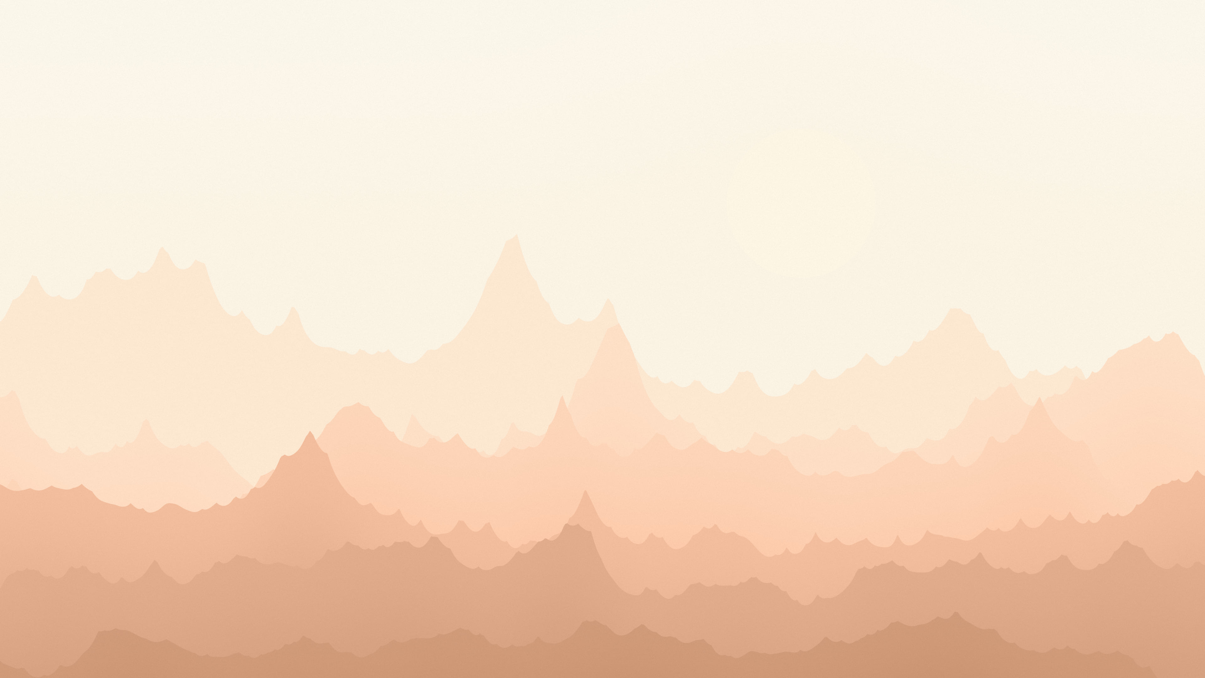 Peach and Cream Minimalist Mountain Landscape desktop wallpaper in 4K