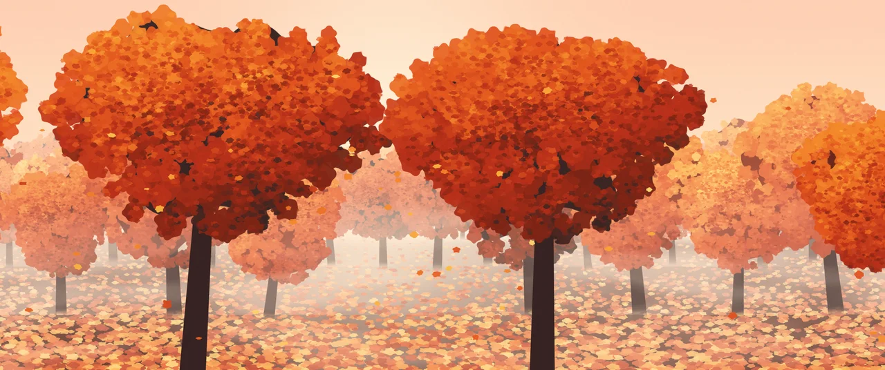 Peach Autumn Forest ultrawide wallpaper, 3440 × 1440