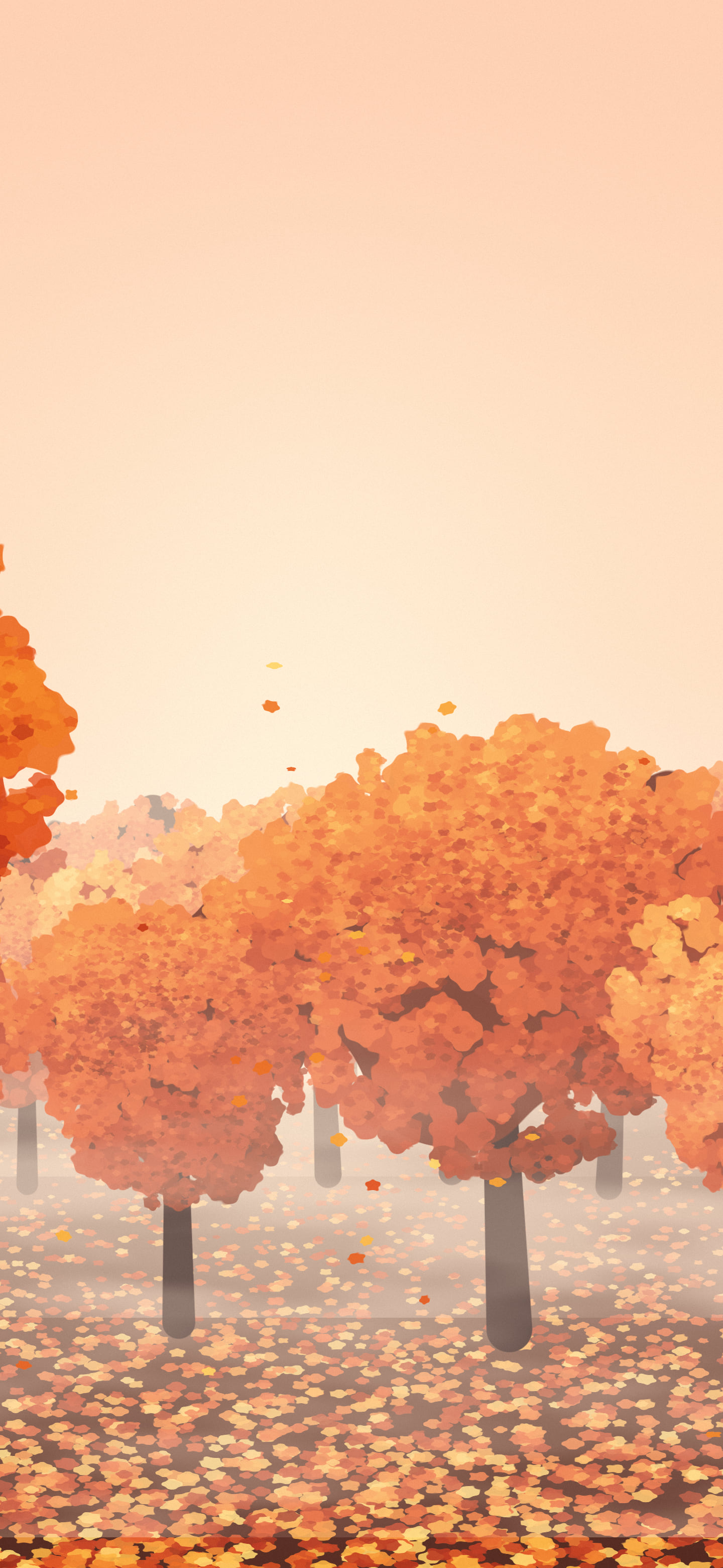 Peach Autumn Forest wallpaper for iPhone and Android